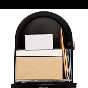 Black Home Office Mail Organizer with Red Flag